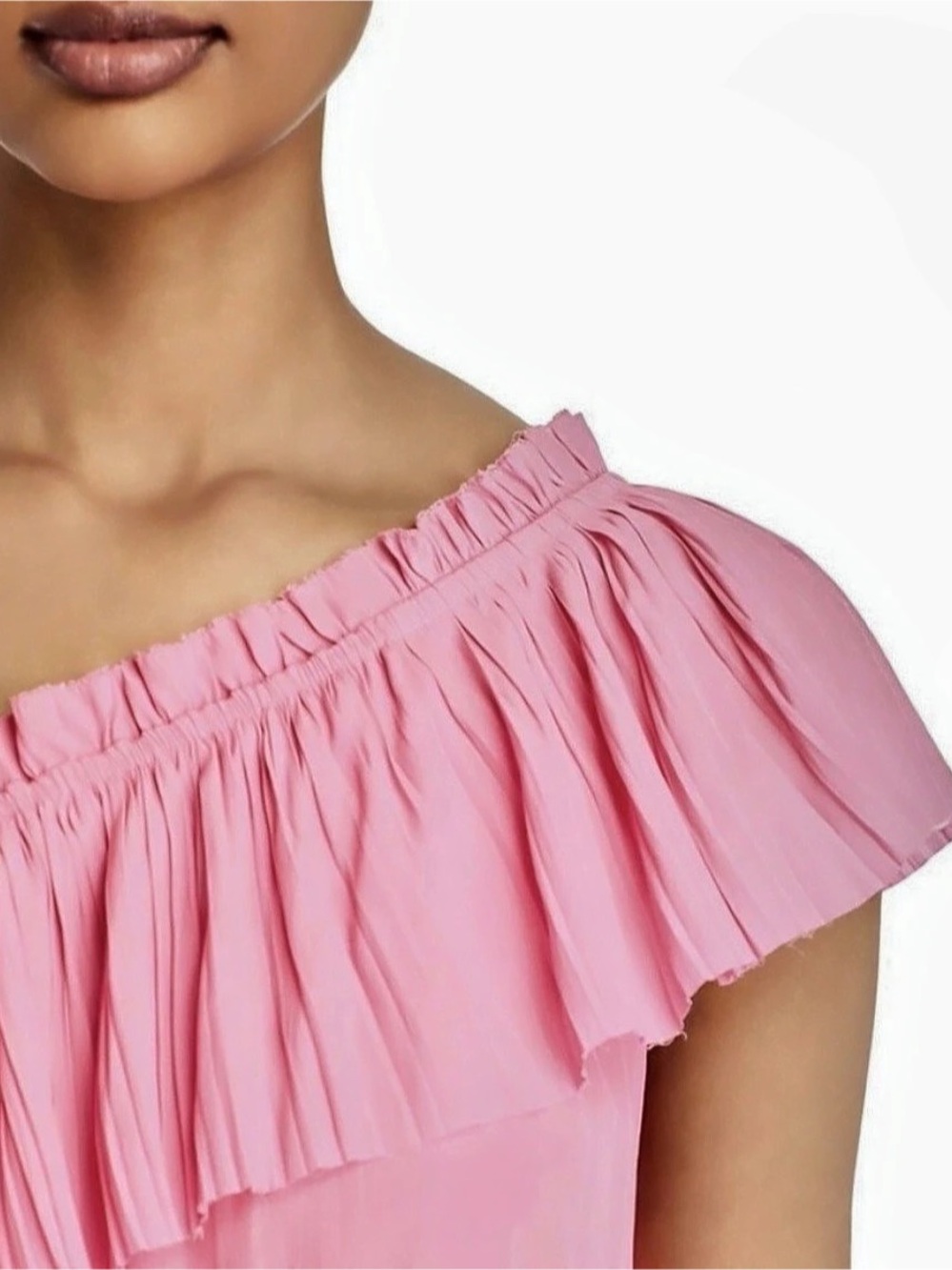 NWT Ramy Brook Ramy Brook Rose One-Shoulder Ruffle Pleated Top - Picture 3 of 9